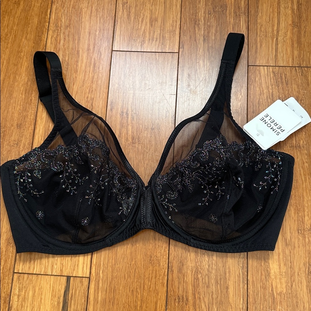 Simone Perele 'Delice' Demi Cup Bra in "Gem Black".Size 36 E. New with tags.